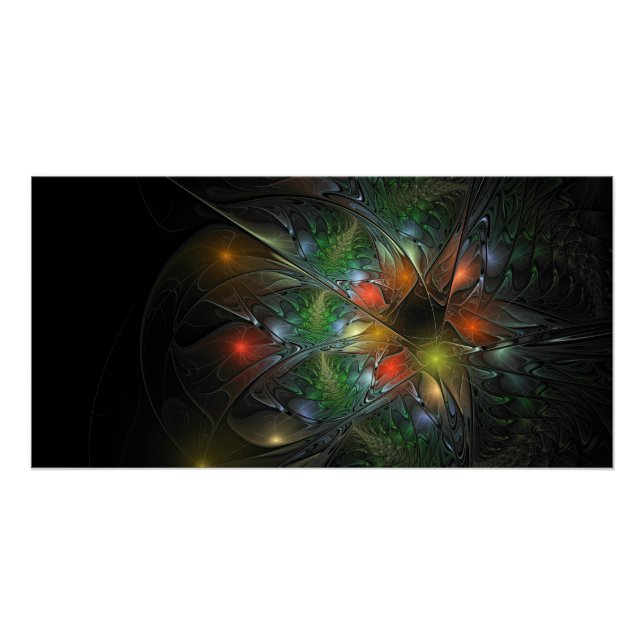 Poster Fleurs imaginaires fractales douces et tendres (Devant)