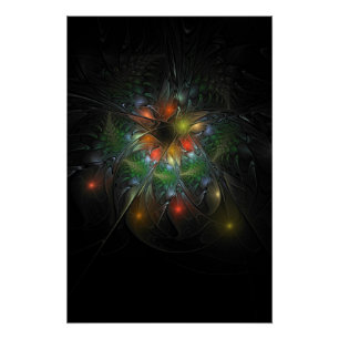Poster Fleurs imaginaires fractales douces et tendres