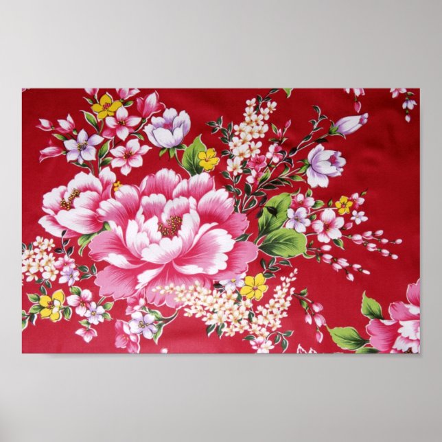 Poster Fleurs japonaises Kimono (Devant)