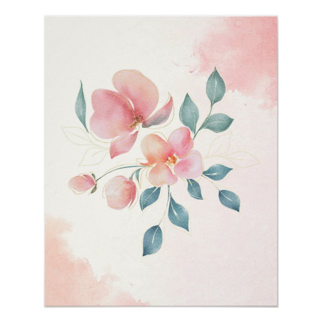 Poster Fleurs minimalistes modernes (Devant)