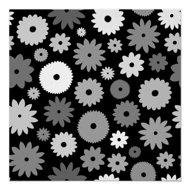 Poster Fleurs monochromes grand motif (Devant)