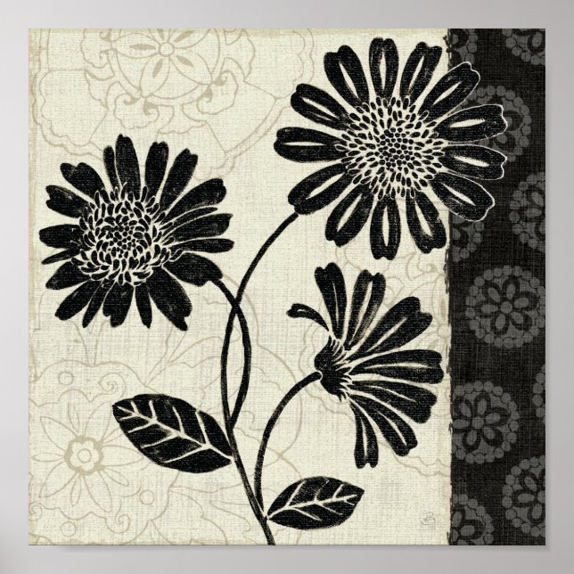 Poster Fleurs noires et blanches 2 (Devant)