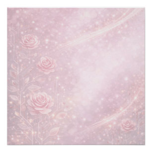Poster Fleurs rose et gris perle en art IA