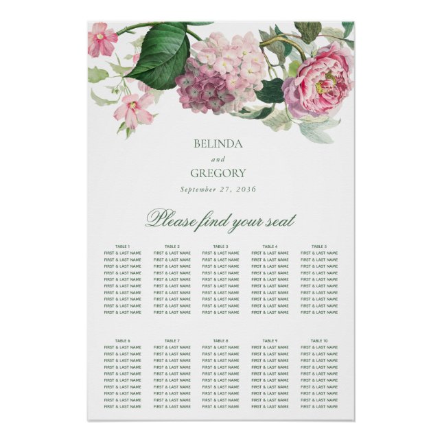 Poster Fleurs roses Jardin Mariage Tableau de siège (Devant)