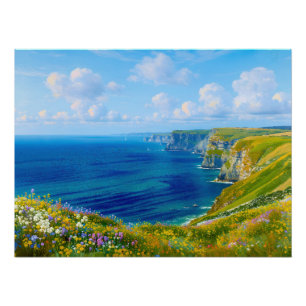 Poster "Fleurs sauvages au-dessus de la mer" - Un paysage