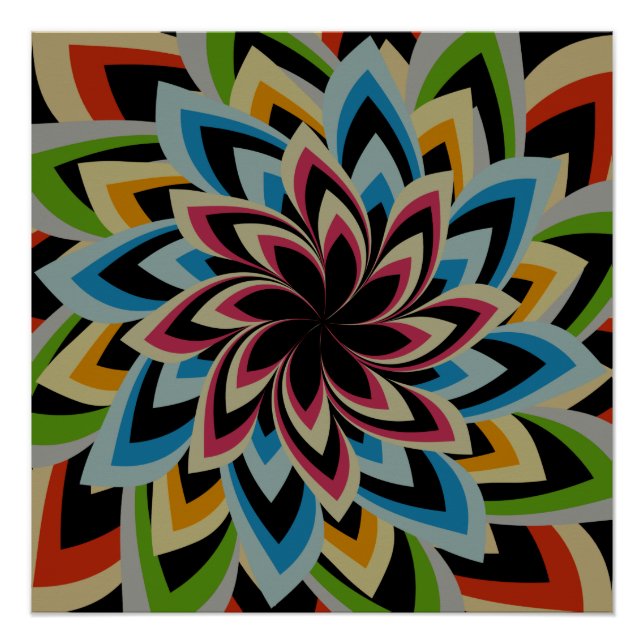 POSTER FLEURS TOURBILLON COLORÉES   (Devant)