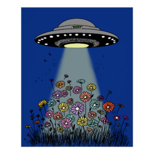 Poster Fleurs UFO en flammes