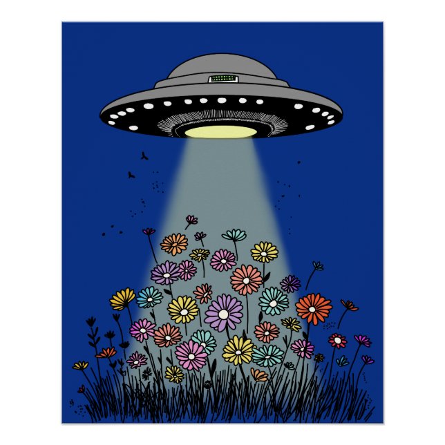 Poster Fleurs UFO en flammes (Devant)