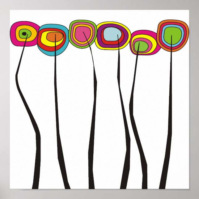 Poster Fleurs Whimsical Avec Couleur Gras (Devant)