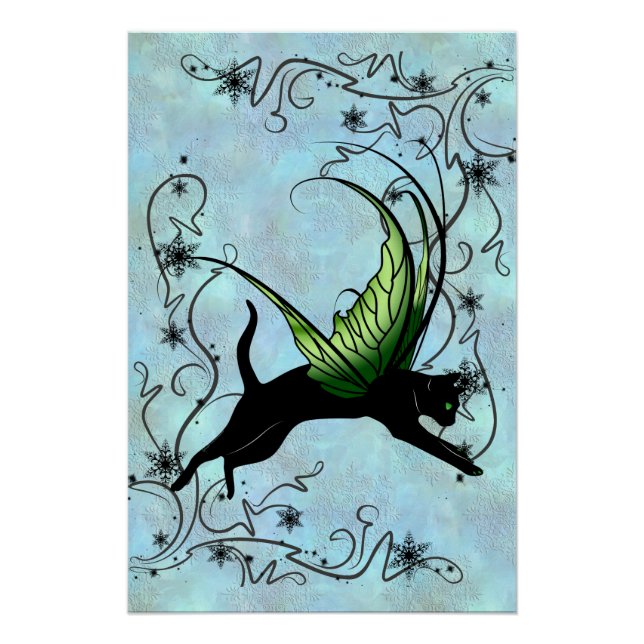 Poster Flocon de neige de chat cosmique (Devant)