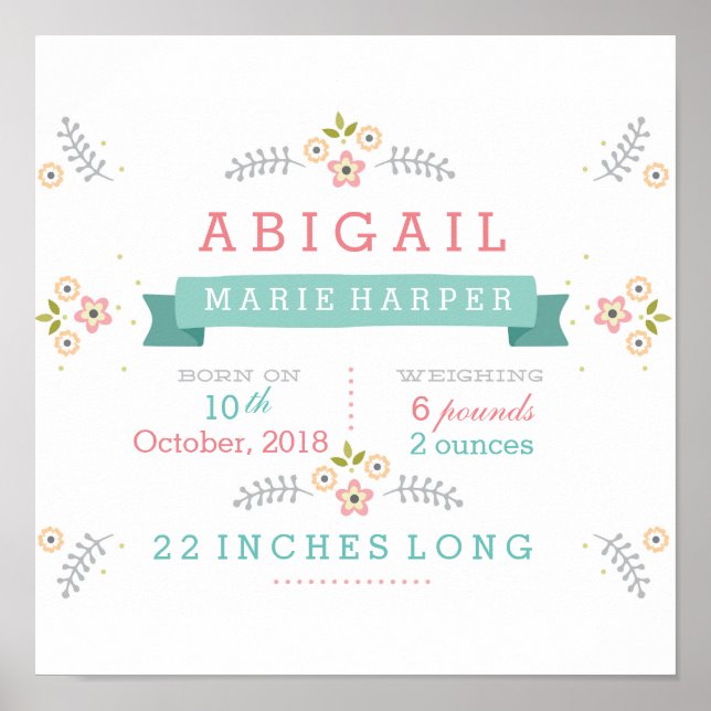 Poster Floral Baby Stats (Devant)
