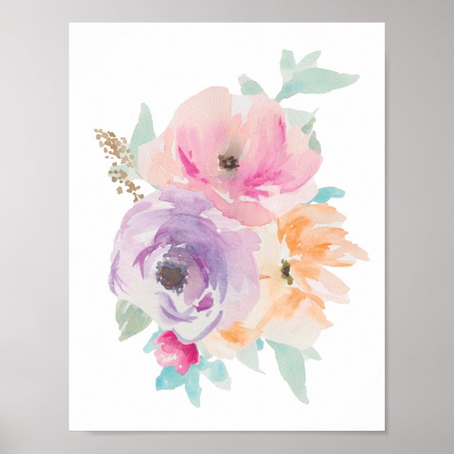 Poster floral Bouquet d'aquarelle II (Devant)
