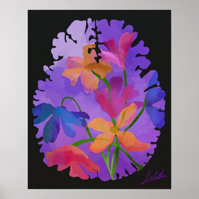 Poster Floral Brain Art (Devant)