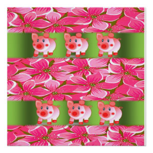 Poster floral cochon