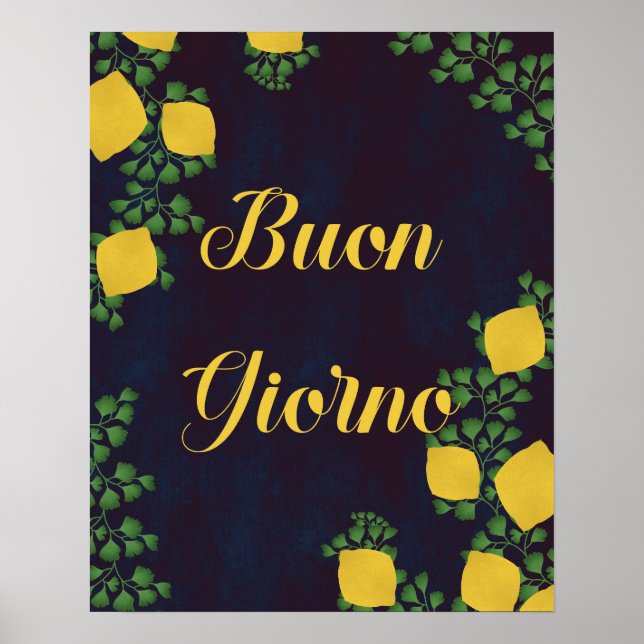 Poster floral de citron Buon Giorno - Inspiré par  (Devant)