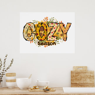 Poster floral de saison cosy