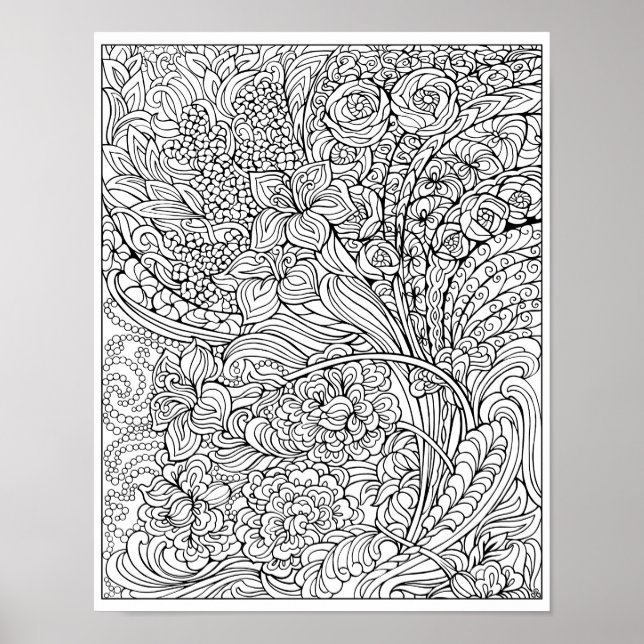 Poster Floral Fancy Coloring (Devant)