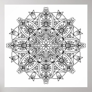 Poster Floral Mandala Coloriage Adulte