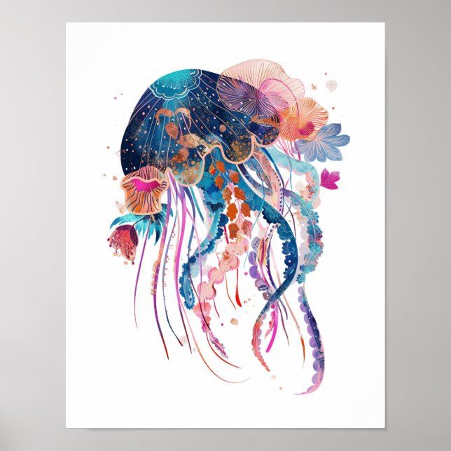 Poster Floral Moderne Jellyfish Wall Art (Devant)