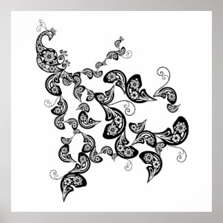Poster floral Peacock Motif personnalisé