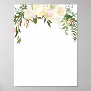 Poster floral rose Aquarelle - Ajoutez votre propr