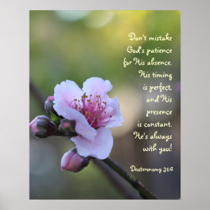 Poster floral w Verse de Deuteronomy 31:6