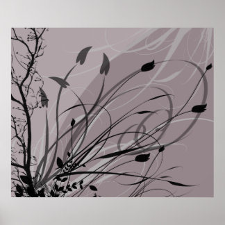 Poster Flore de Grunge KRW en Lavande Misty