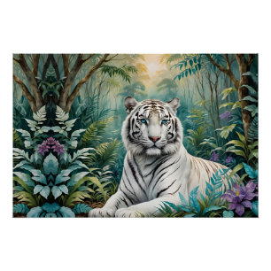 Poster Flore de la jungle de Tigre blanc