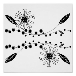 Poster Flore noire et blanche