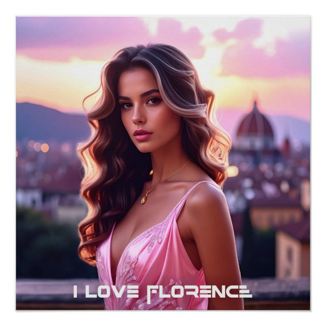 POSTER FLORENCE - ITALIE - J'AIME FLORENCE (Devant)