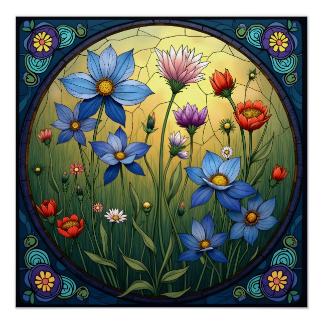 Poster Flores en verre tendu (Devant)