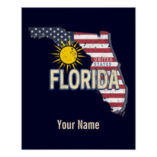 Poster Floride États-Unis Carte Retro Vintage USA