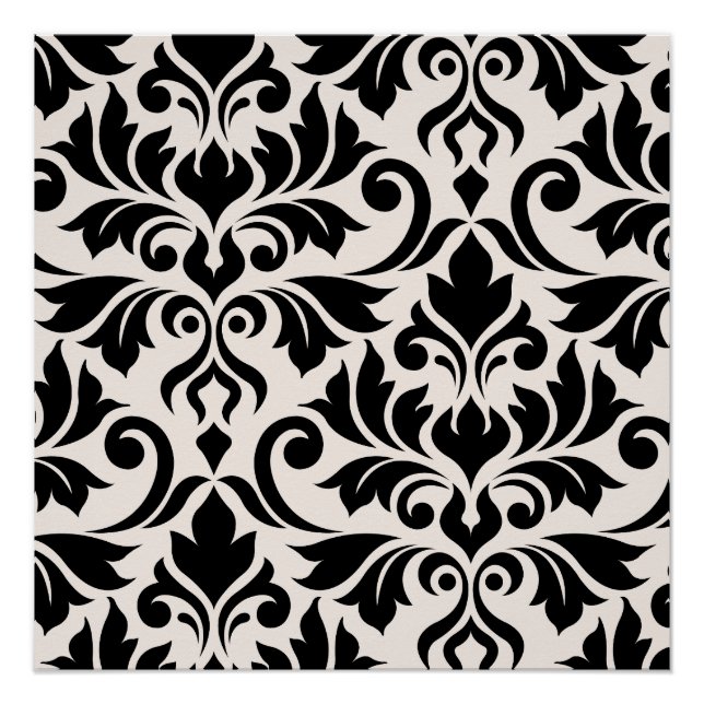 Poster Flourissant Damask Art I Black on Cream (Devant)