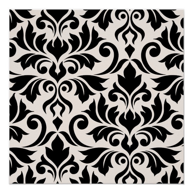Poster Flourissant Damask Art I Black on Cream (Devant)