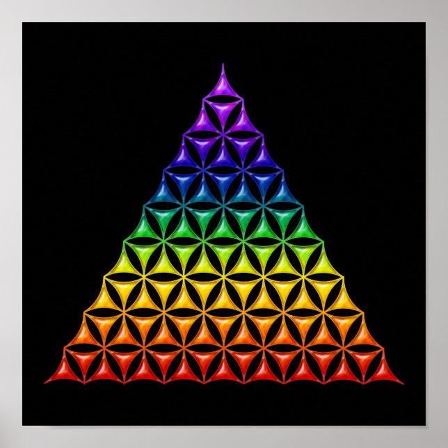 Poster Flower Of Life / Blume des Lebens - pyramid chakra (Devant)