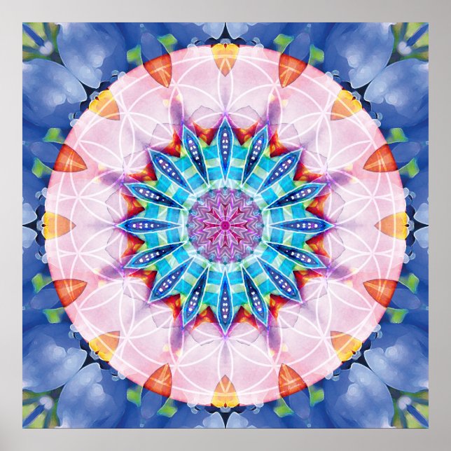 Poster Flower of Life Mandala 12 (Devant)