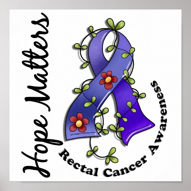 Poster Flower Ribbon 4 Hope Matters Rectal Cancer (Devant)