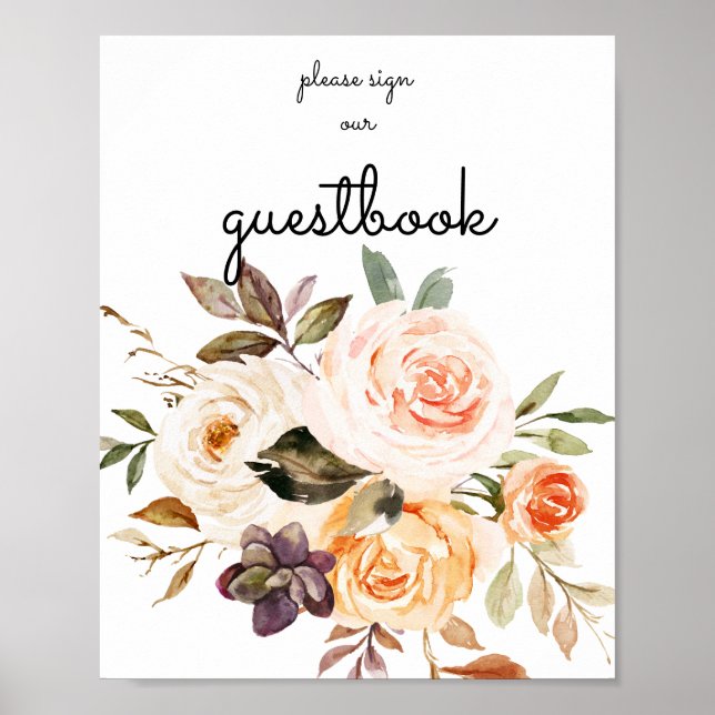 Poster flush & Peach Floral Guestbook (Devant)