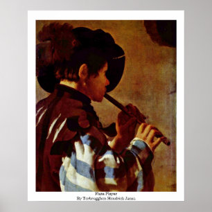 Poster Flute Player By Terbrugghen Hendrick Jansz.