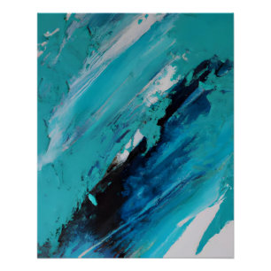 Poster Flux d'énergie abstrait bleu sarcelle gras