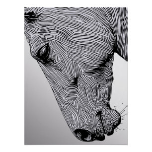 Poster Flux du Cheval en Ligne Artistique Minimaliste Sau
