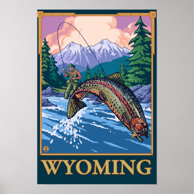 Poster Fly Fishing Scene - Wyoming (Devant)