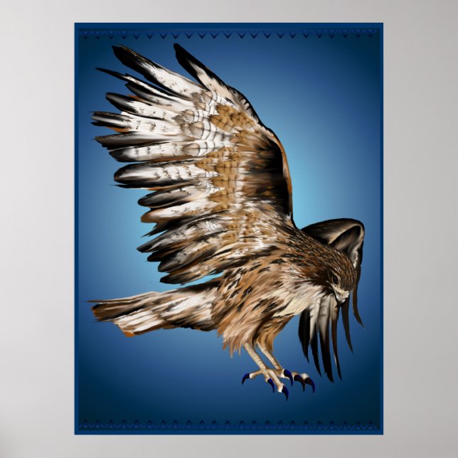 Poster Flying Hawk Print (Devant)