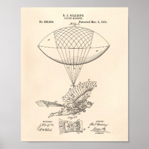 Poster Flying Machine 1889 Patent Art - Old Peper