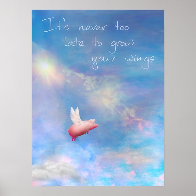 Poster Flying Pig Grow Your Wings (Devant)