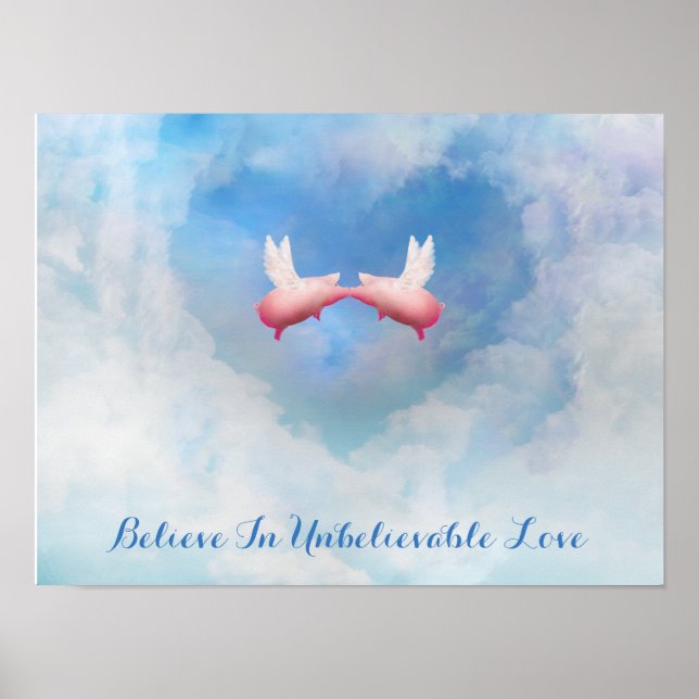 Poster Flying Pigs Kissing-Croire En Amour Incroyable (Devant)