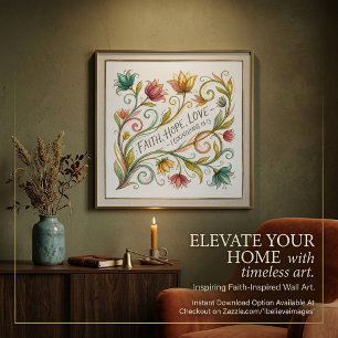 Poster Foi Espoir Amour floral