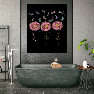Poster Foi Espoir Amour Floral Libellules & Pissenlits