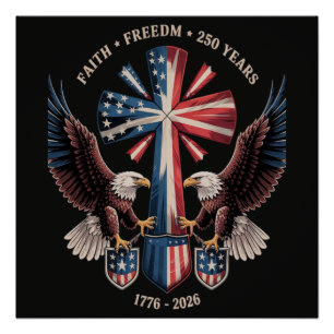 Poster Foi Liberté 250 Ans 250e Anniversaire États-Unis