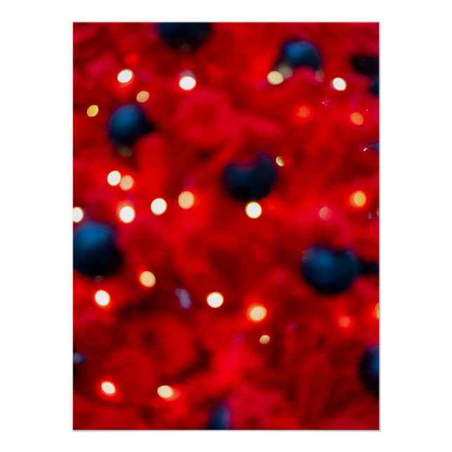 Poster Fond Abstrait de Noël Rouge Bokeh (Devant)